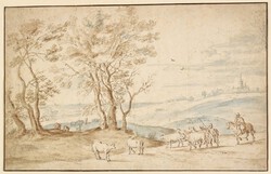 Landscape with Sheperds and Cows and a Horseman