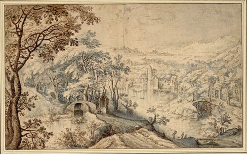Woodland Landscape with River, Crossing, and Castle